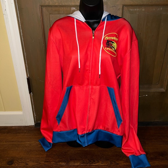 Baywatch Graphic Red and Blue Lightweight Zip Up Long Sleeve Jacket Size XL - Picture 4 of 12